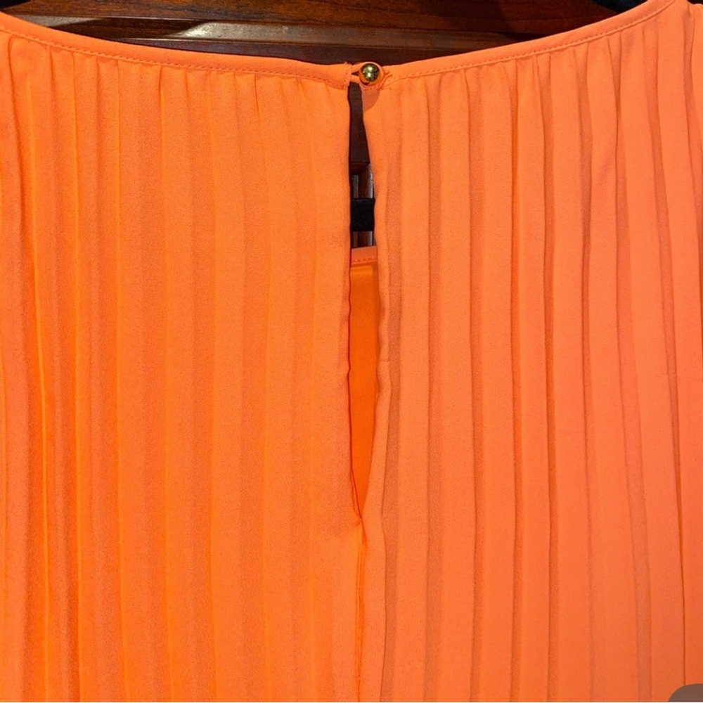 Banana Republic Accordion Pleat Swing A-Line Coral Orange Dress Sz 10 - Picture 6 of 7